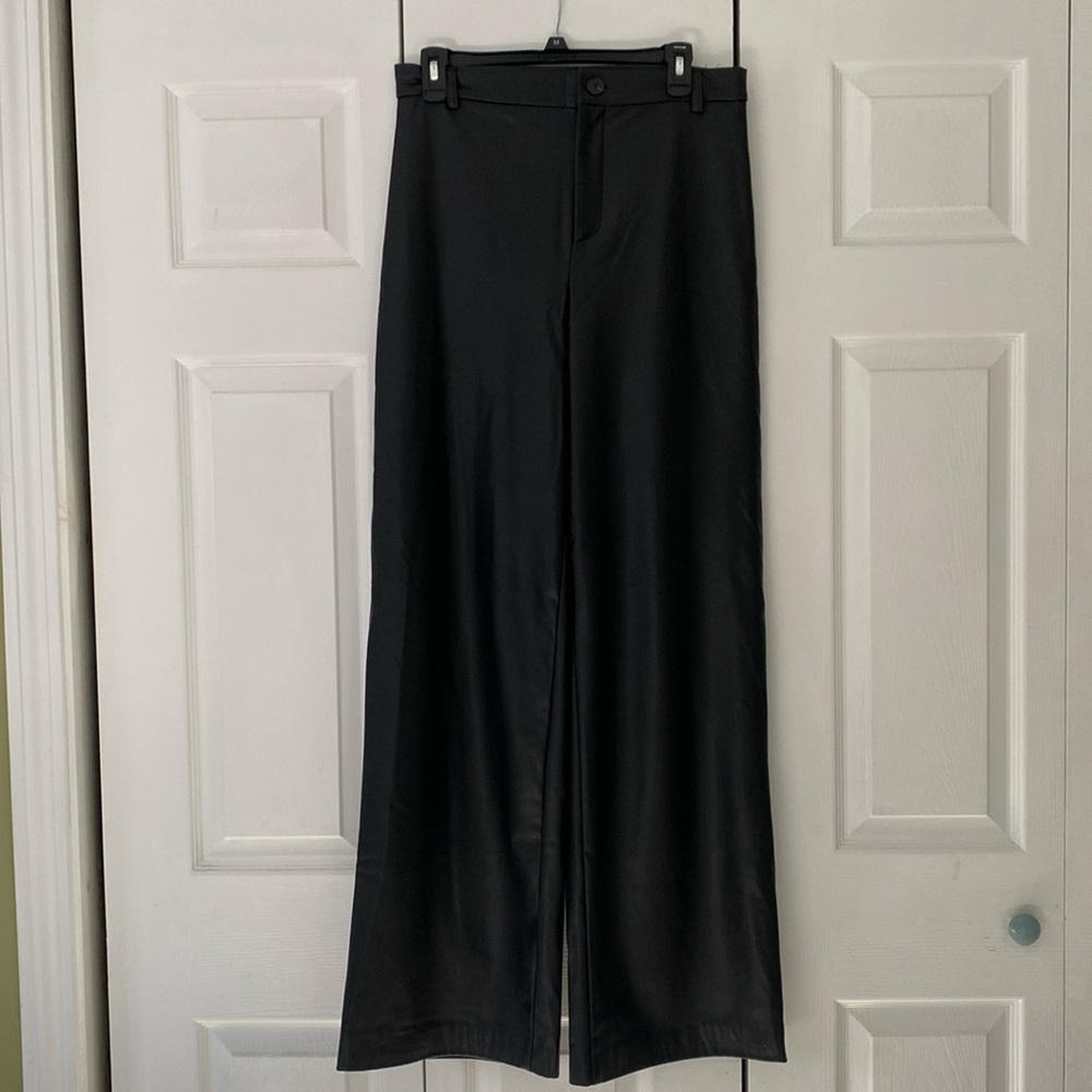 Zara | Wide Leg High Waisted Faux Leather Trousers - Picture 2 of 8
